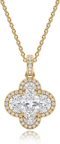 Fettero Christmas Necklace for Women Trendy 14K Gold Plated Dainty Diamond Necklace Charm CZ Clover Star Pendant Necklaces Simple Jewelry Gold Necklace for Women