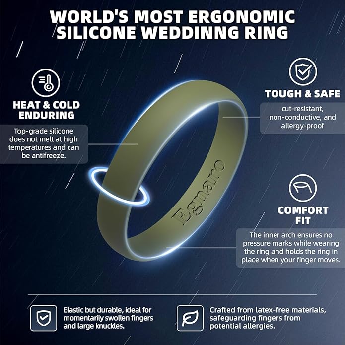 Egnaro Silicone Rings for Her, Rubber Wedding bands for Him, Breathable Engagement thin Unisex Design, Variety Multipack 1-7