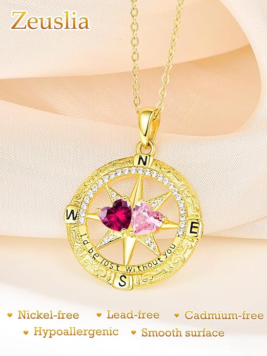Valentine's Day Gifts for Wife 925 Sterling Silver Double Birthstone Pendant Necklaces I Love You for Always and Forever Necklace Anniversary Birthday Gifts for Wife Girlfriend Mom Her