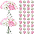 65Pcs Whitepink Hydrangea Artificial Flowers Bulk，Realistic Silk Fake Flowers by Cherica