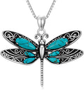 RMREWY Genuine Turquoise Dragonfly Pendant Necklace,925 Sterling Silver Native American Boho Western Pendant Real Gemstone Jewelry Birthdays Gift for Women Dragonfly Lover