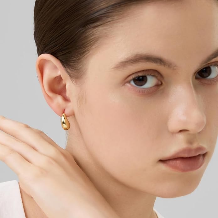 18K Gold Plated Huggie Hoop Earrings for Women, 925 Sterling Silver Post, Hypoallergenic Small Earrings
