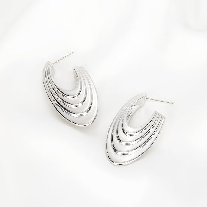Big Chunky Gold Hoop Earrings for Women Trendy 14K Gold Plated Large Thick Gold Hoops