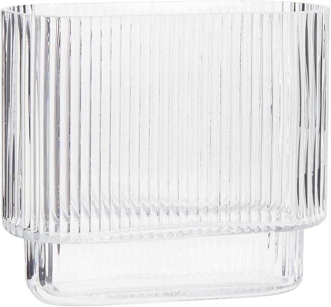 Ribbed Vase, Fluted Glass Vase for Flowers, Modern Vases for Living Room by YANWE