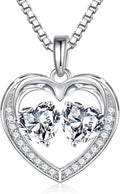 Iefil Valentines Day Gifts for Her - 925 Sterling Silver Heart Birthstone Necklace, Anniversary Birthday Gifts for Women Wife Girlfriend Mom Her
