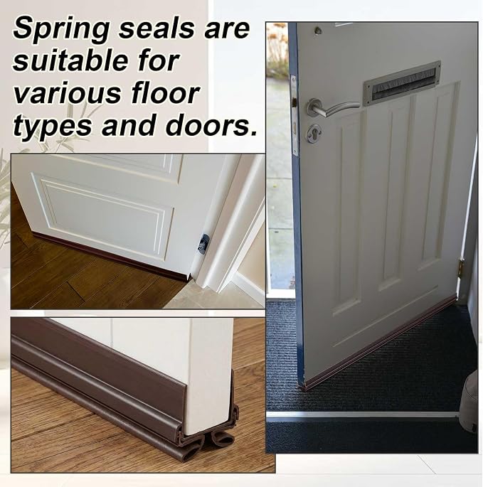Yaocom 4 Strip 32" Vinyl U Shape Door Bottom Seal Slide on Door Sweep Brown | - Image 6