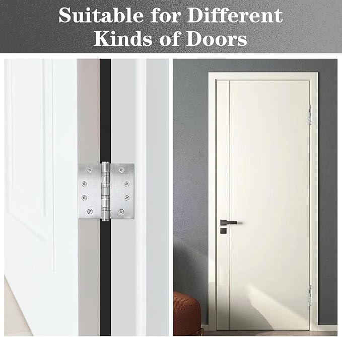 4 Pack Stainless Steel Silver Door Hinges, Heavy Duty Door Hardware, 4 x 4 Inch - Image 5