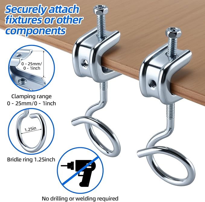 25 Set Beam Clamp 1/4" x 20 Steel Small C Clamps - Image 4