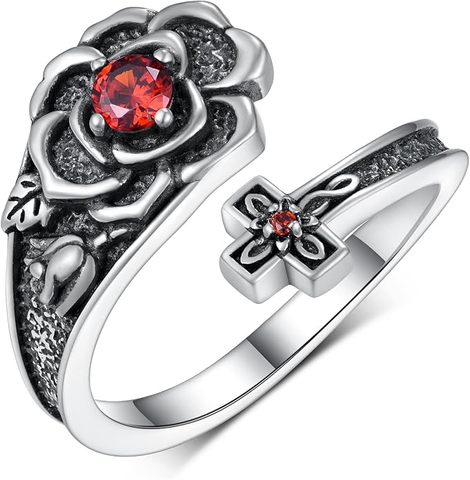 TYSO Tree of Life/Rose/Sunflower/Bee Spoon Ring 925 Sterling Silver Adjustable Thumb Rings Birthday Jewelry Gifts for Women