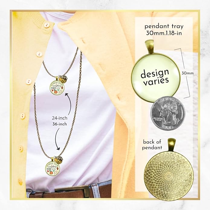 Gutsy Goodness Autumn Necklaces Fall October Theme Pumpkin Spice Halloween Thanksgiving Themed Pendant Message Jewelry