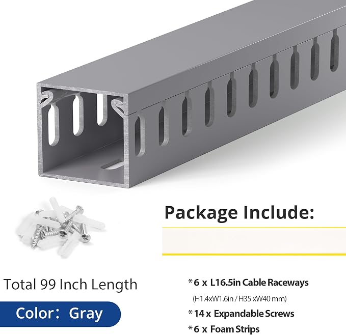 1.4"H x 1.6"W Cable Raceway, 99in Under Desk Wire Management Channel, 16.5in - Image 4