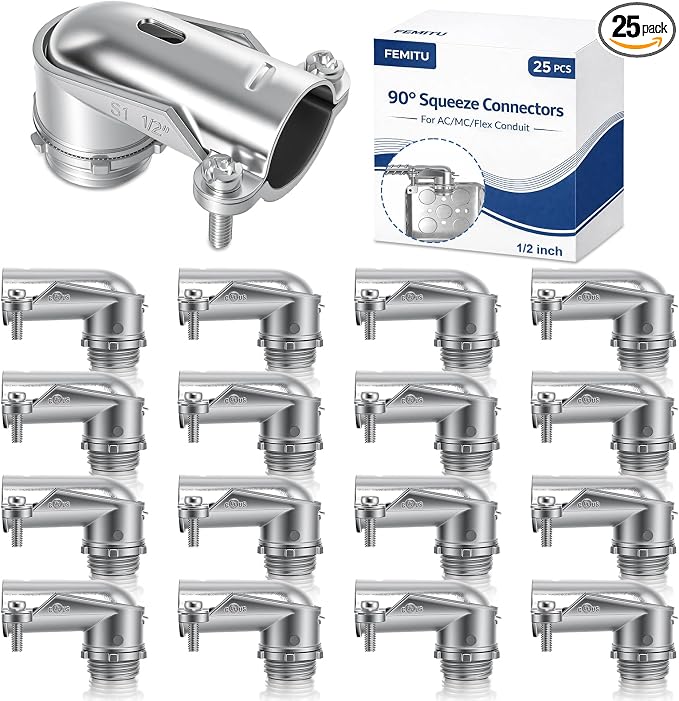 25 Pcs 90° Squeeze MC Connectors by Femitu