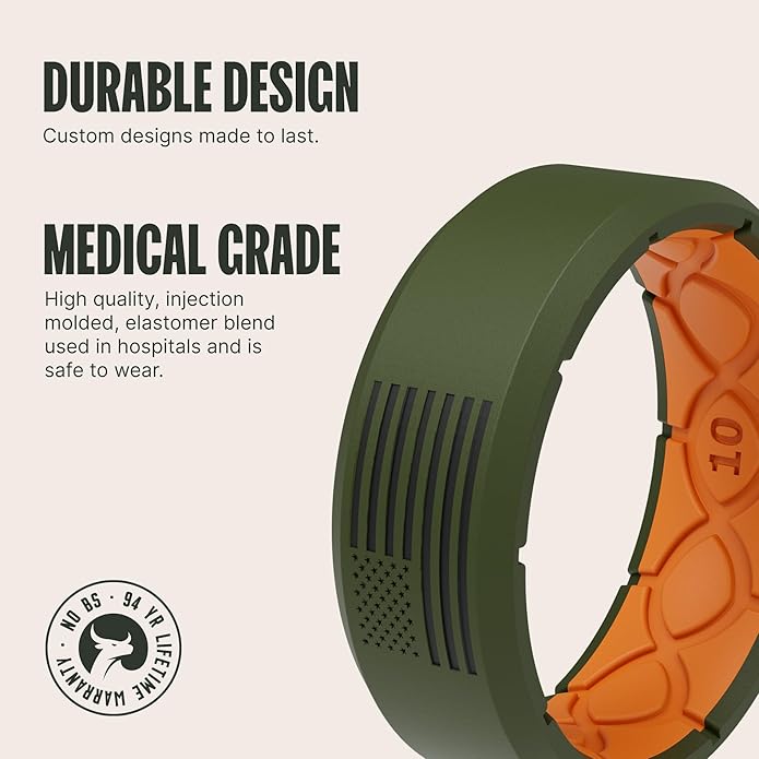 Groove Life Edge Silicone Ring - Breathable Rubber Wedding Rings for Men, Unique Design, Comfort Fit Ring