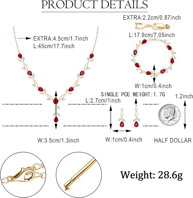 EVER FAITH Bridal Cubic Zirconia Jewelry Sets for Women, White Simulated Pearl Leaf Vine Pendant Wedding Party Necklace Earrings Set for Bridesmaid Bride