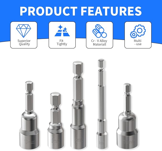 19mm Nut Setter Driver Drill Bit, 100mm Length | Quick-Change, Impact Nut - Image 3