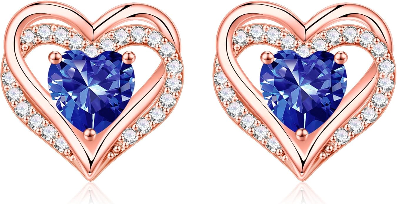 Iefil Valentine Day Gifts for Her - 925 Sterling Silver Heart Stud Earrings Birthday Gifts for Women