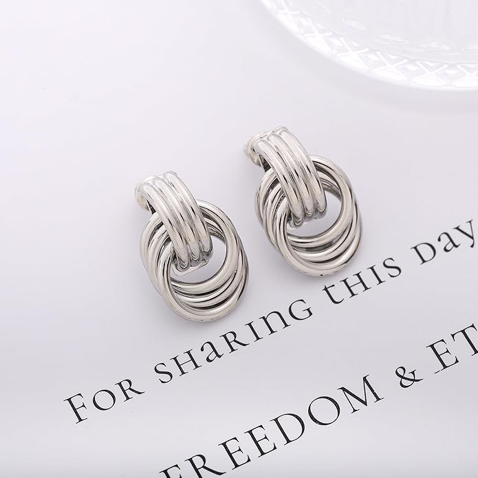 Gold Knot Earrings for Women Trendy Stud Earrings Chunky Statement Drop Dangle Earrings Lightweight Hypoallergenic Jewelry Women Christmas Gifts
