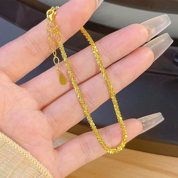 Elegant Thin Gold Plated Bracelet for Women - Adjustable Lobster Clasp Chain