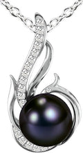 AAA+ 9mm Natural Black pearl necklace for women - Real pearl necklaces for women (18k gold platted 925 sterling Silver)- Wedding anniversary's gift for wife - Luxury birthday gifts for woman - Birthday gift for wife
