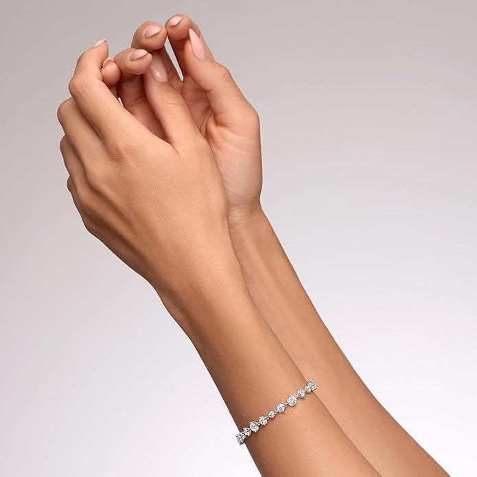 EcoGems Lab Grown Gemstone & Moissanite Bracelets – 14K/18K White or Yellow Gold Plated Sterling Silver – D Color VVS/VS Clarity – Elegant Sustainable Jewelry Gift with Gift Box