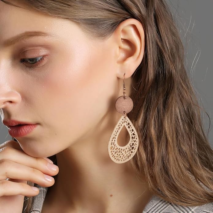 12 Pairs Teardrop Druse Crystal Drop Dangle Earrings for Women Cubic Zirconia Huggie Hoop Earring Jewelry Set Christmas Gifts