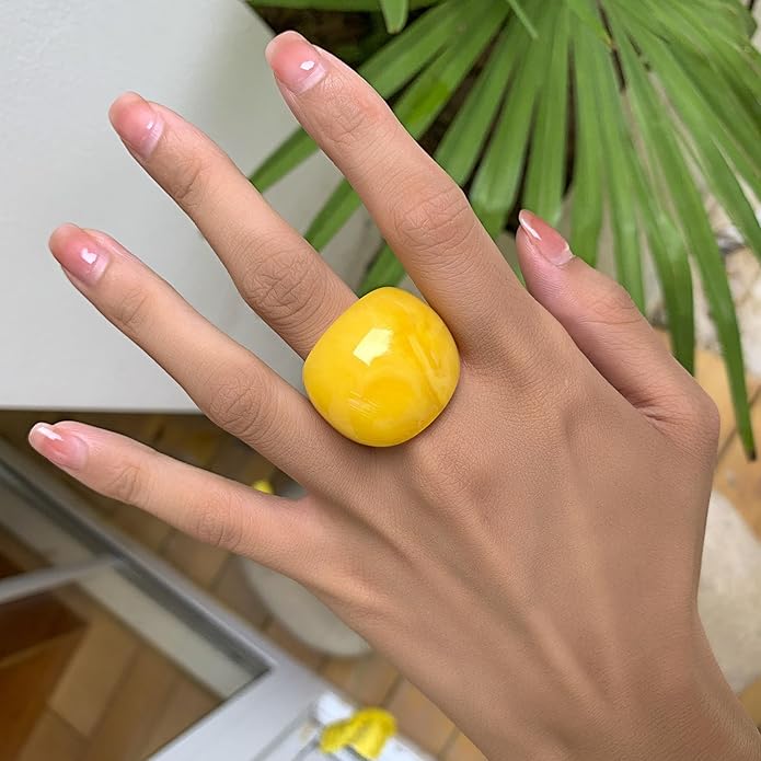 Colorful Chunky Acrylic Ring for Women,Vintage Statement Stackable Rings Candy Color Knuckle Finger Rings Y2K Fashion Classic Jewelry