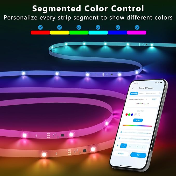 DAYBETTER 100ft Smart IC LED Strip Lights, BGRIC LED Lights - Image 5
