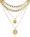 Pirate Necklace Chunky Gold Necklace for Women vintage Pirate Coin Pendant Necklace Fashion Chunky Chain Choker Necklaces Pirate Costume Women Men Jewellery