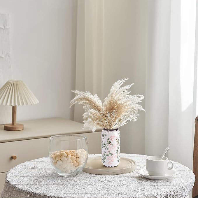 Ceramic Vase for Flowers – Modern Small Ribbed Textured Flower Vase for Home - Image 3