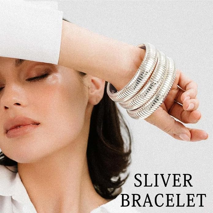 Gold Bangles for Women Chunky Bracelets Gold Plated Wide Ribbed Design Bangle Jewelry