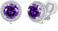 YOQUCOL 8MM Cubic Zirconia Crystal Clip On Stud Earrings Round Non Pierced Earrings for Women