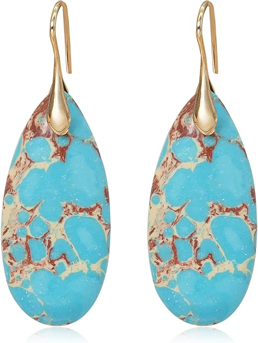 Natural Stone Earrings Waterdrop Stone Dangle Earrings for Women