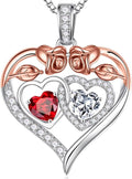 Iefil Valentines Day Gifts for Her - 925 Sterling Silver Rose Heart Necklaces for Women, Anniversary Birthday Gifts for Wife Girlfriend Mom