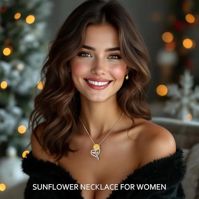 Valentine's Day Gifts for Her - 18K Gold Plated Sunflower Necklaces for Women Gifts for Wife Anniversary Birthday, 925 Sterling Silver Womens Jewelry You Are My Sunshine Gift for Wife Daughter