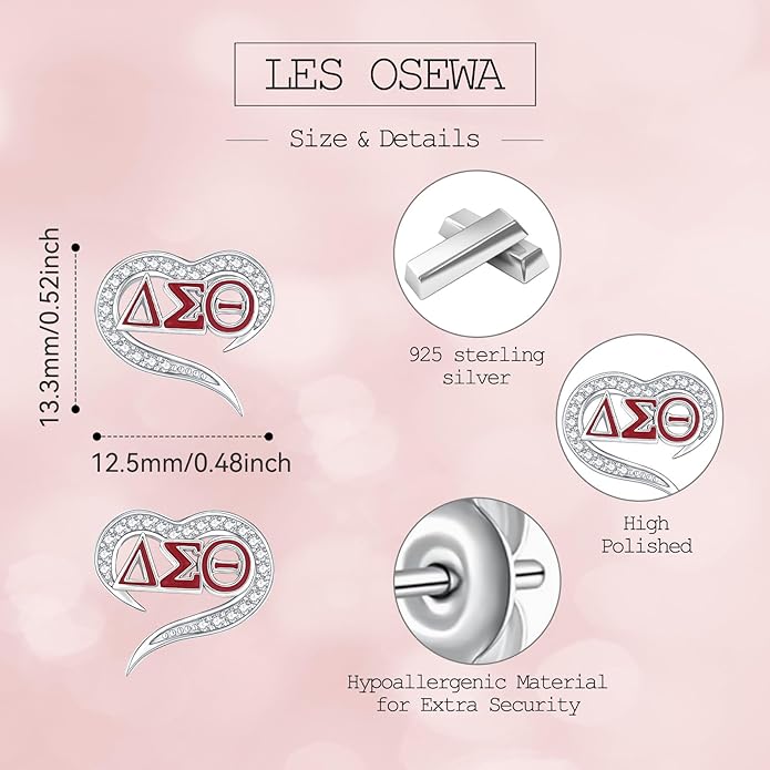 AKA/ZPB/DST/SGR/OES Sorority Gifts for Women 925 Sterling Silver Sorority Paraphernalia Gifts Greek Jewelry for Finer Women