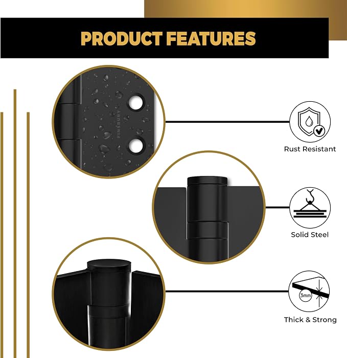Door Hinge Ball Bearing 4 x 4 Inches Solid 304 Steel Durable Heavy Duty - Image 3