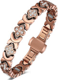 Feraco Pure Copper Bracelets for Women, 5X Ultra Strength Magnetic Bracelet with 5000 Gauss Neodymium Magnets & Upgraded Butterfly Clasp, Adjustable Jewelry Gift