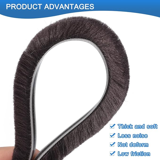 Brush Seal Weather Stripping, 9/32" x 1/2" x 20ft Card Slot Door Brush Strip - Image 3
