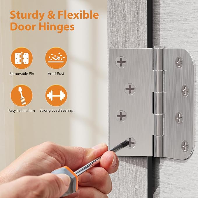 24 Pack Brushed Nickel Door Hinges, 4 Inch Heavy Duty Hinges - Image 6