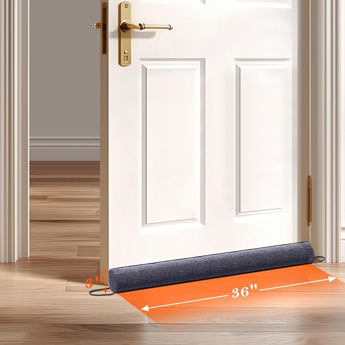 Sunolga Linen Door Draft Stopper, Removable Washable Cover, Blocks Hot and Cold - Image 2