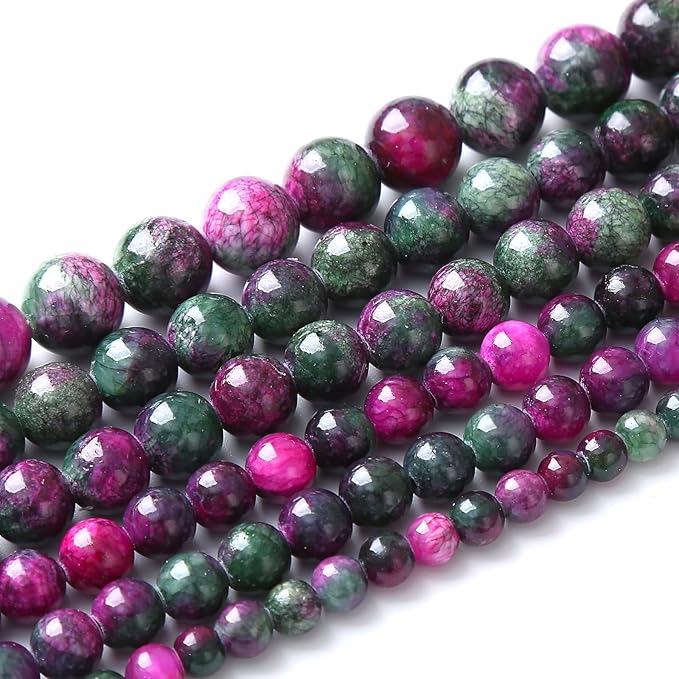 32pcs 12mm Natural Stone Tourmaline Persian Jade Beads Round Loose Beads for Jewelry Making DIY Bracelets Necklaces Crystal Energy Healing Stone Beads 15" (Tourmaline Persian Jade, 12mm)
