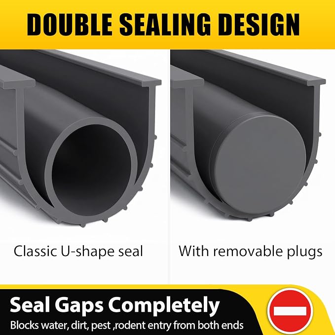 Jin&Bao Garage Door Bottom Rubber Seal 5/16" T-End 16FT & 2 End Plugs Gray | - Image 3