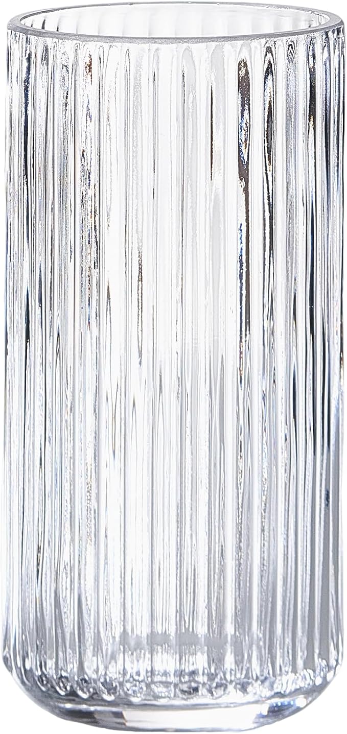 Clear Glass Flower Vase for Pampas Grass, 10 inch Medium Decorative Centerpiece by TIMEFOTO