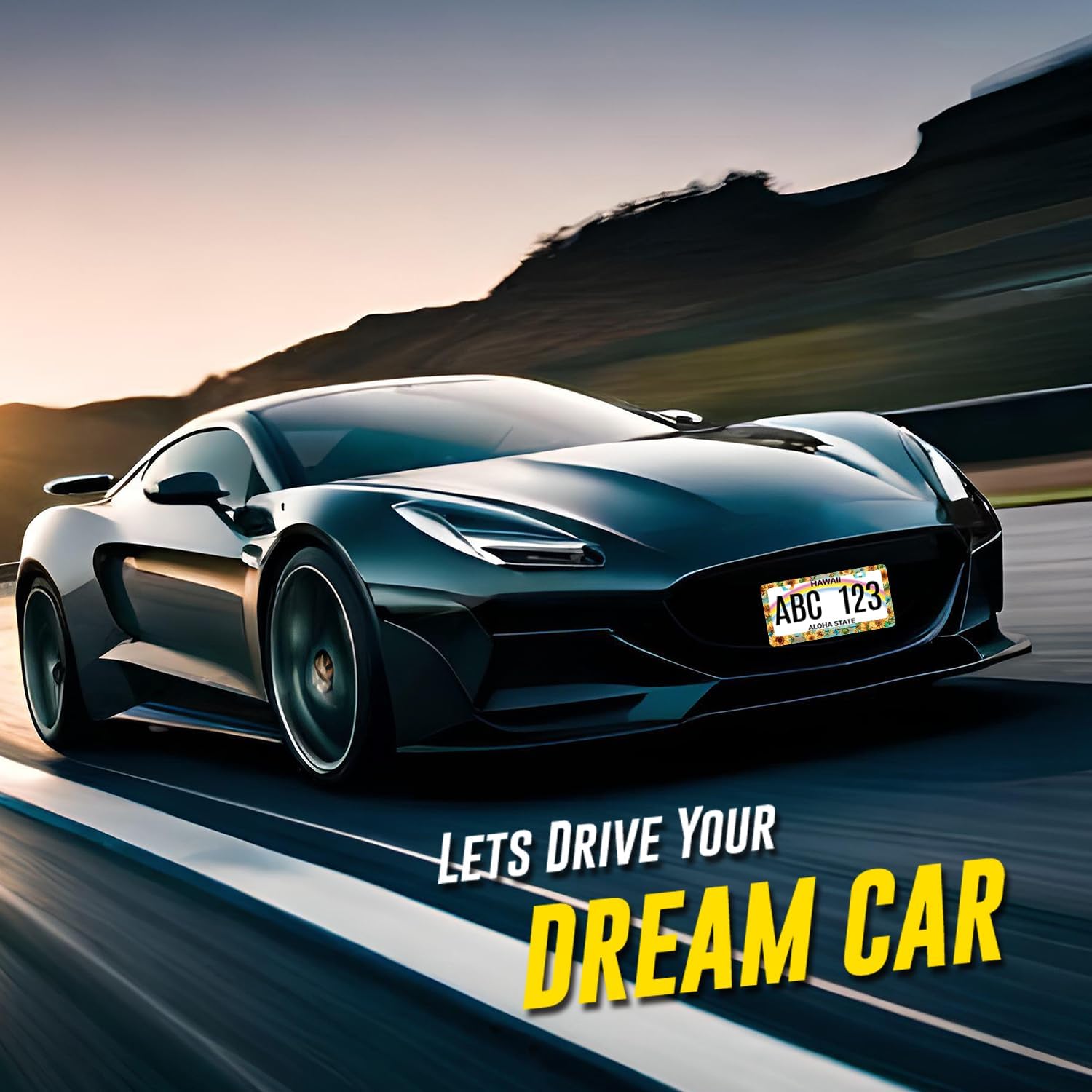 Butterfly Sunflower License Plate Frame Wooden Board Flowers Animals License Plate Holder Stainless Steel Front and Rear Car Tags Auto Parts Colorful License Plate Decoration with Screws 12.2" x 6.2"