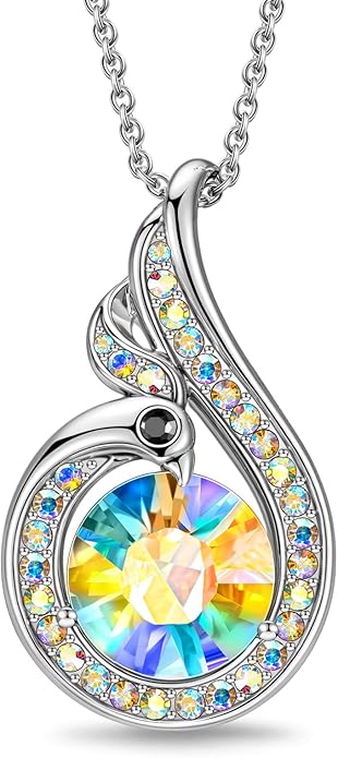 Kate Lynn Rise From the Ashes Phoenix Necklaces for Women, White Gold Plated Crystal Jewelry, Birthday Gift for Women, Symbol of Luck and Renewal, 18+2 inch, Packaged with Jewelry Box