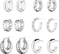 Wgoud Chunky Hoop Earrings Set 14K Gold Plated Hoop Earrings for Women Hypoallergenic, Thick Twisted Huggie Hoops Earring Set