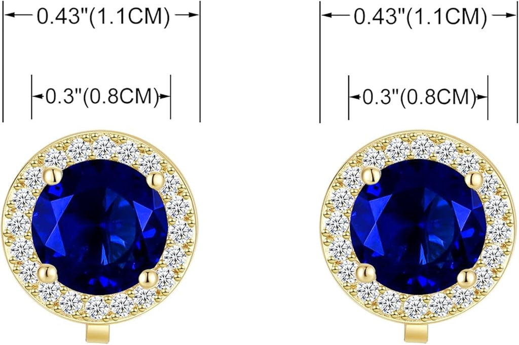 YOQUCOL 8MM Cubic Zirconia Crystal Clip On Stud Earrings Round Non Pierced Earrings for Women