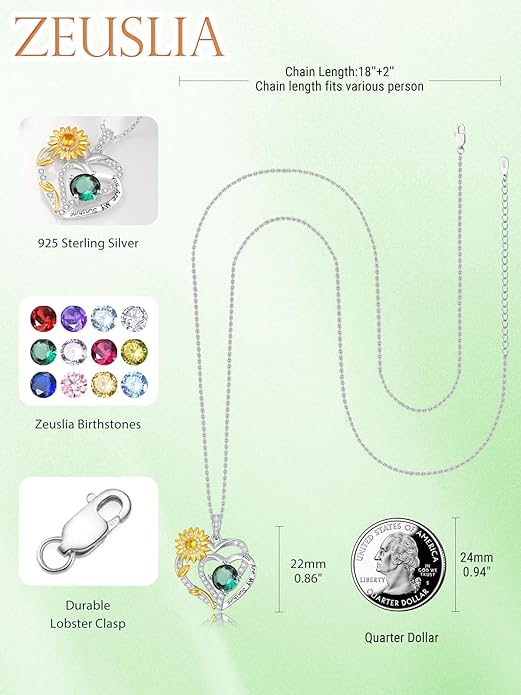 Valentine's Day Gifts for Wife 925 Sterling Silver Double Birthstone Pendant Necklaces I Love You for Always and Forever Necklace Anniversary Birthday Gifts for Wife Girlfriend Mom Her