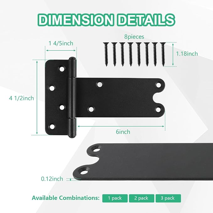 6“ Gate Hinges, 280 Lbs Capacity, Matte Black, 4 Pack Heavy Duty Hinge | - Image 2