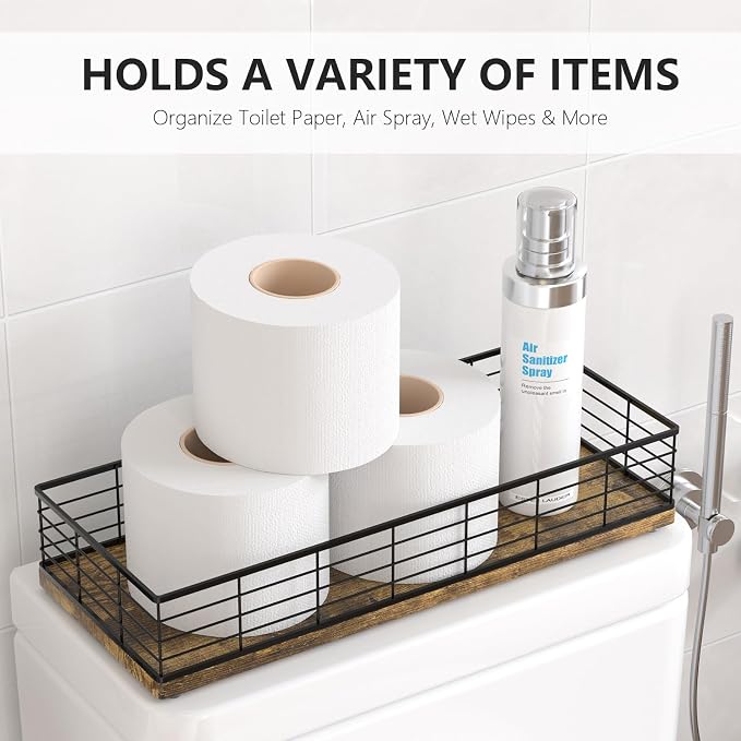 Toilet Paper Storage Basket, Narrow Bathroom Countertop Organizer Iron Metal - Image 2